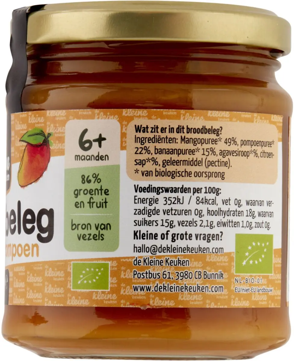 De Kleine Keuken Bio Mango Pompoen Spread 170g