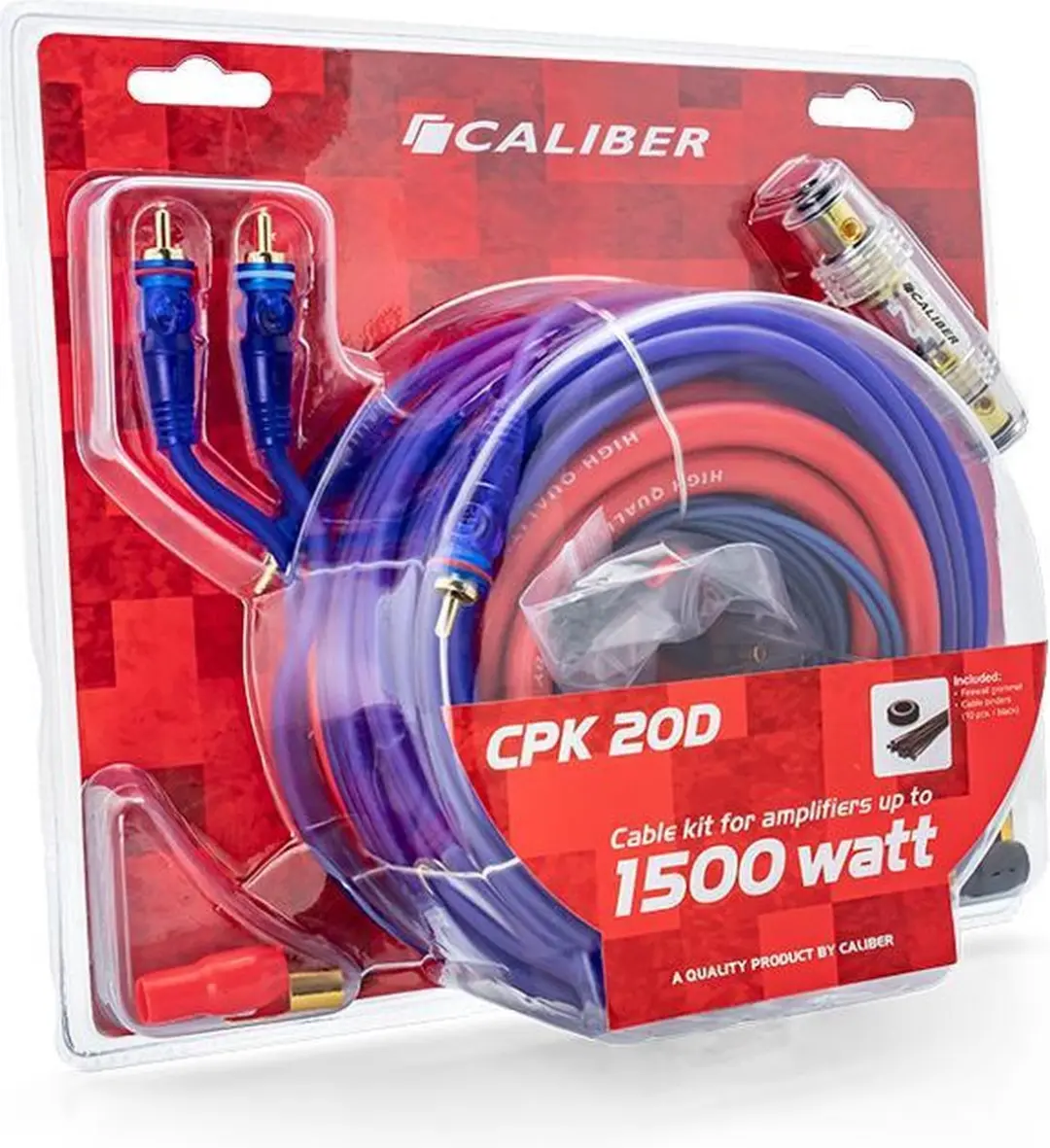 Caliber CPK20D Kabelset Subwoofer 20mm² - 1500W - Rood