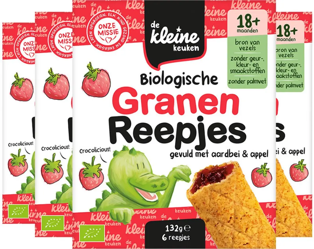 De Kleine Keuken Granenreepjes Aardbei & Appel - 20 Stuks