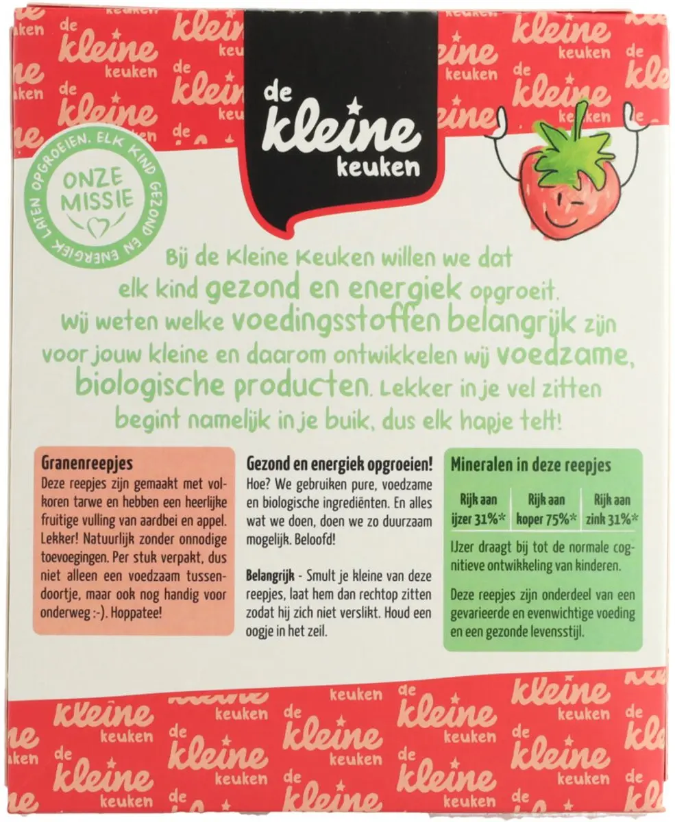 De Kleine Keuken Granenreepjes Aardbei & Appel - 20 Stuks