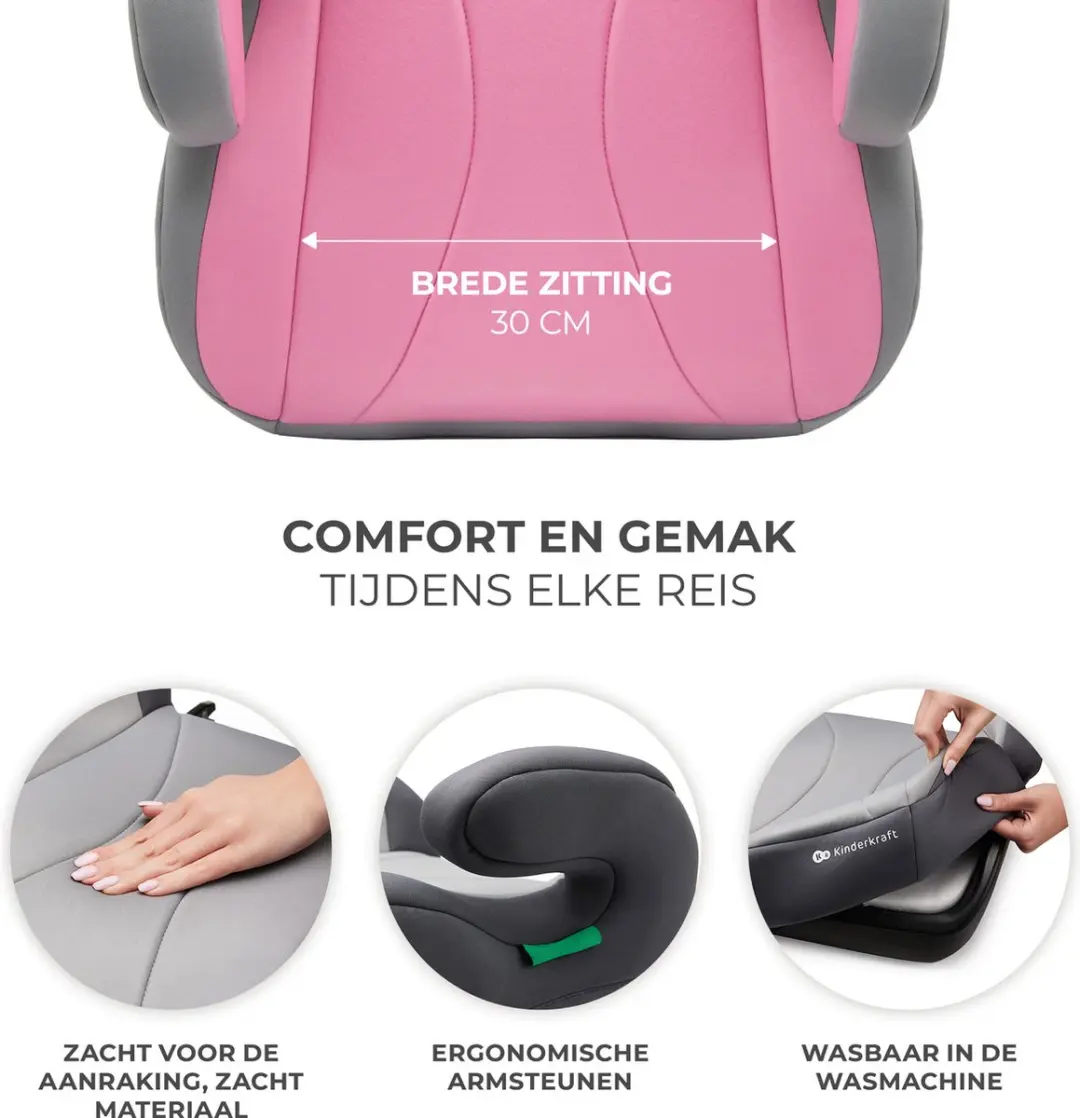 KinderKraft I-BOOST Zitverhoger I-Size 135-150cm Roze