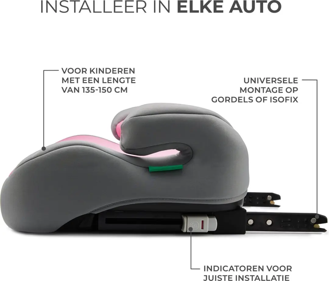 KinderKraft I-BOOST Zitverhoger I-Size 135-150cm Roze