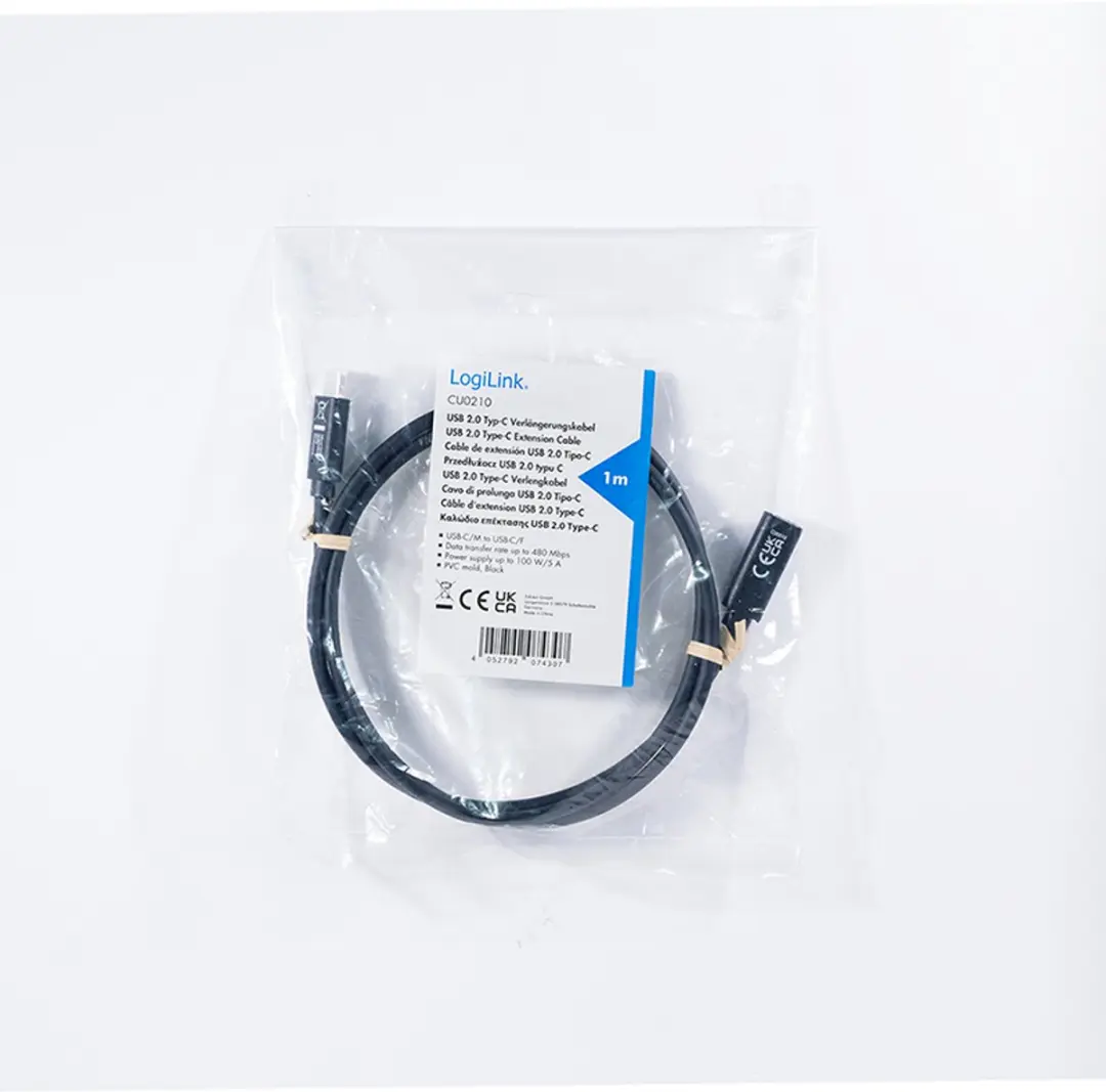 Logilink USB-C Kabel CU0210 USB 2.0 - 1m - Zwart