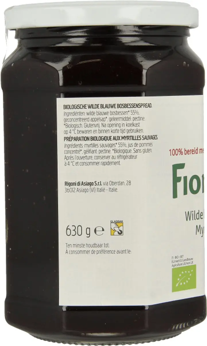 Fiordifrutta Wilde Blauwe Bosbessenjam Bio 630g