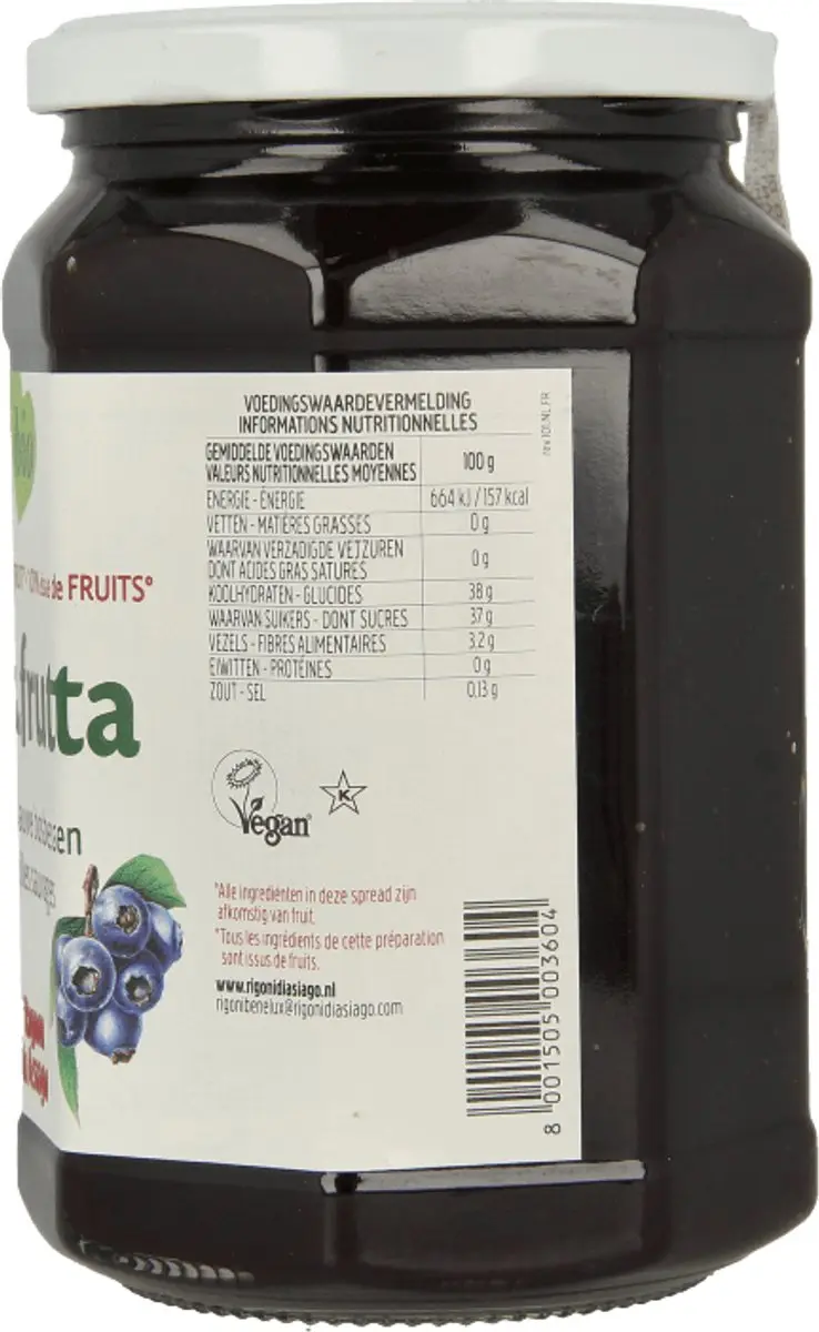 Fiordifrutta Wilde Blauwe Bosbessenjam Bio 630g