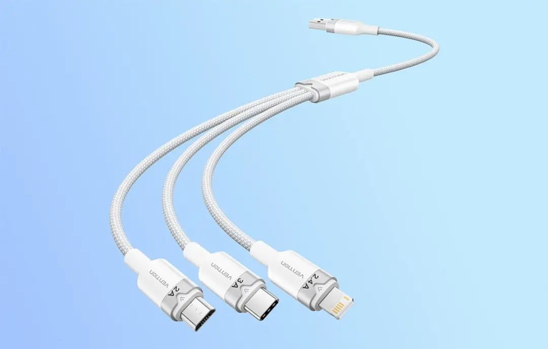 Vention 3-in-1 USB-C Lightning Micro-B Kabel 1,5m - Transparent
