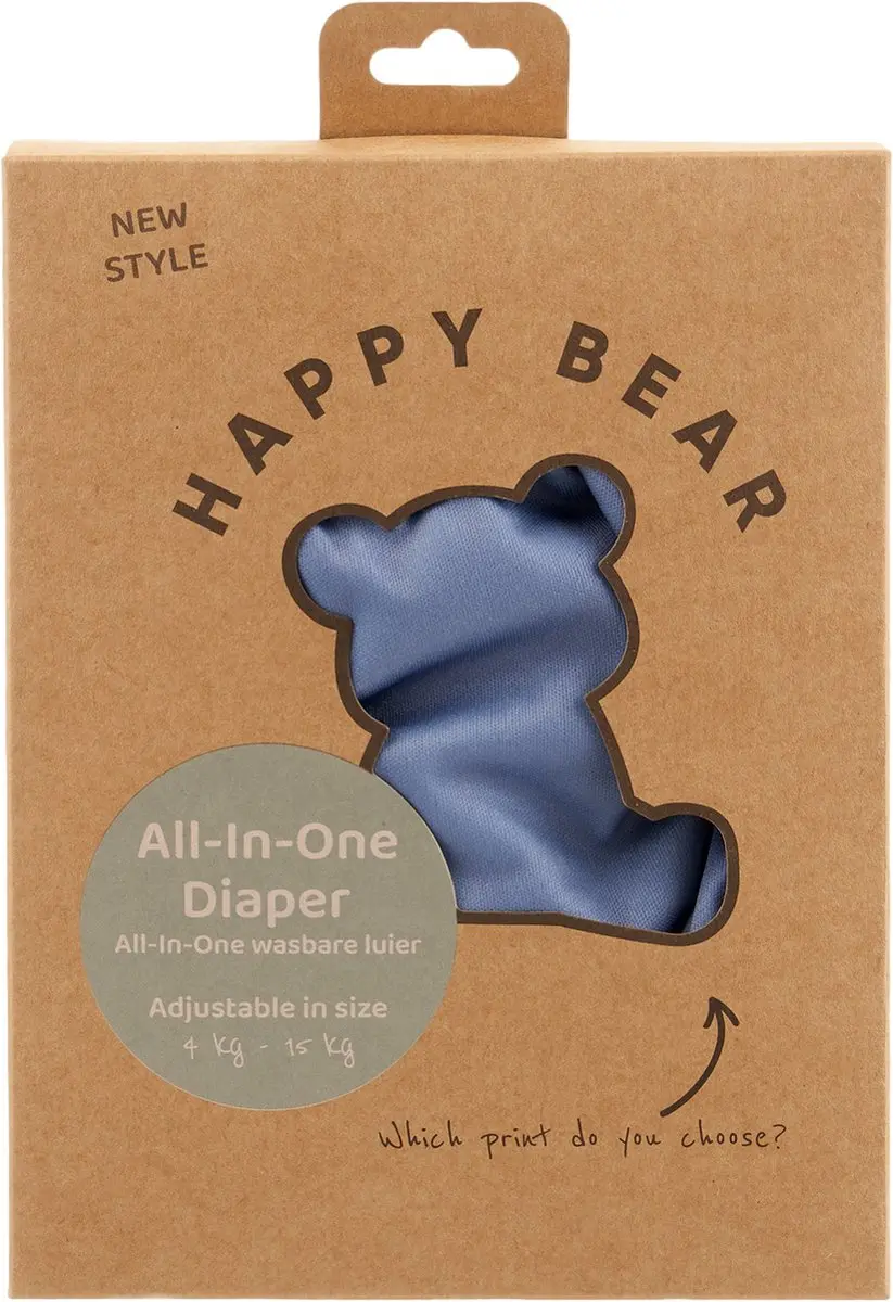 HappyBear All In One Wasbare Luier One Size - 4-15kg