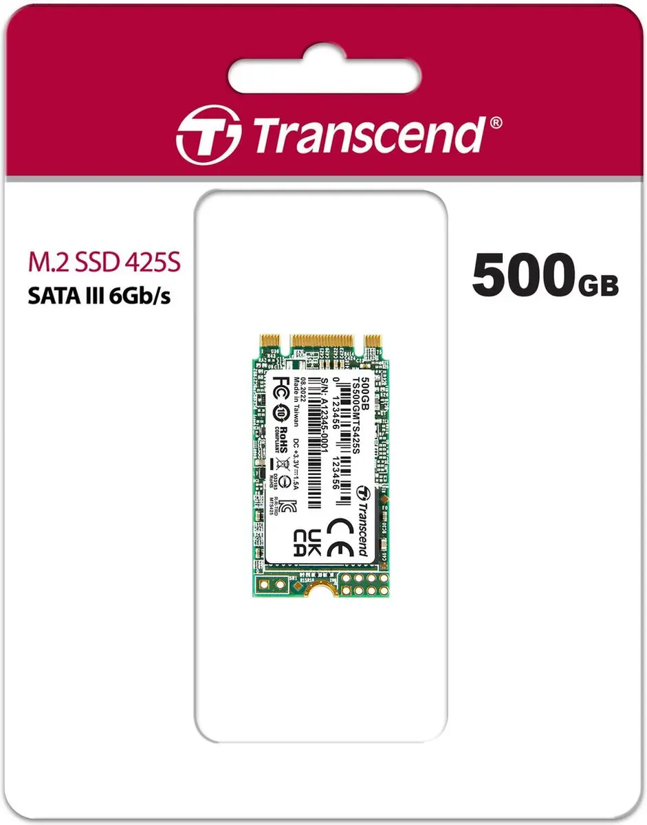 Transcend 425S M.2 SSD 500GB - TS500GMTS425S - afbeelding 2 van 2