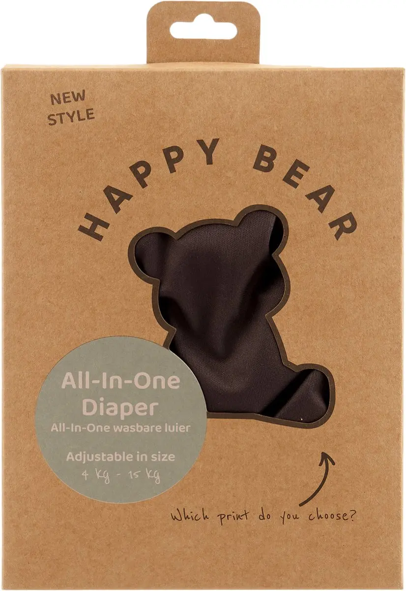 HappyBear All In One Wasbare Luier One Size - 4-15kg