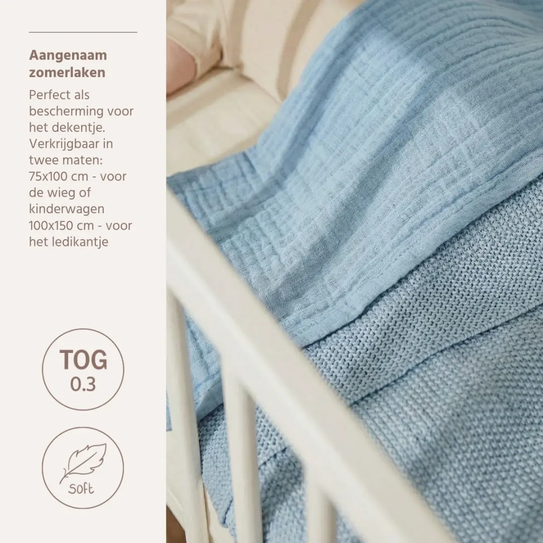 Meyco Baby Uni Wieglaken 75x100cm - Hydrofiel - Jeans Blue
