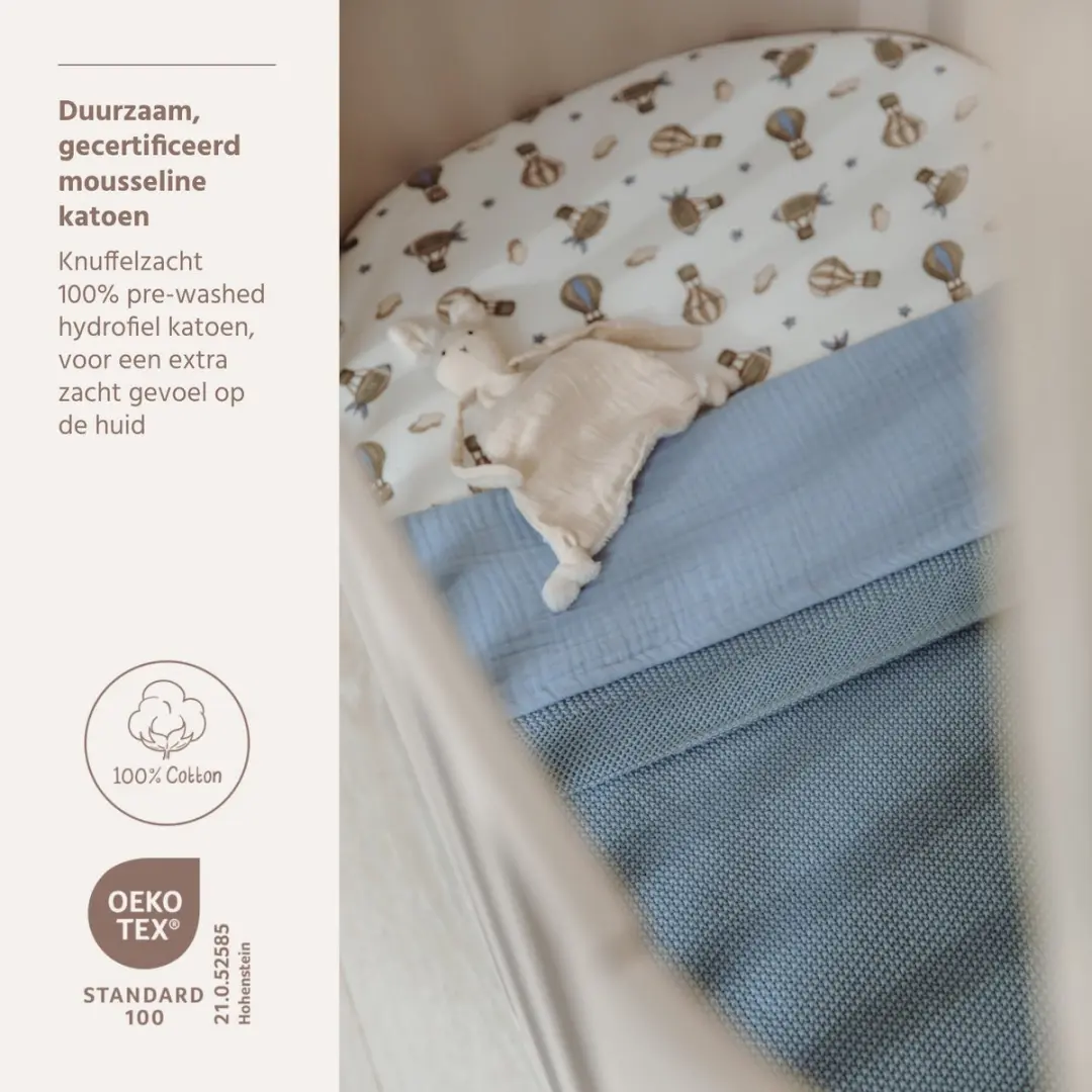 Meyco Baby Uni Wieglaken 75x100cm - Hydrofiel - Jeans Blue