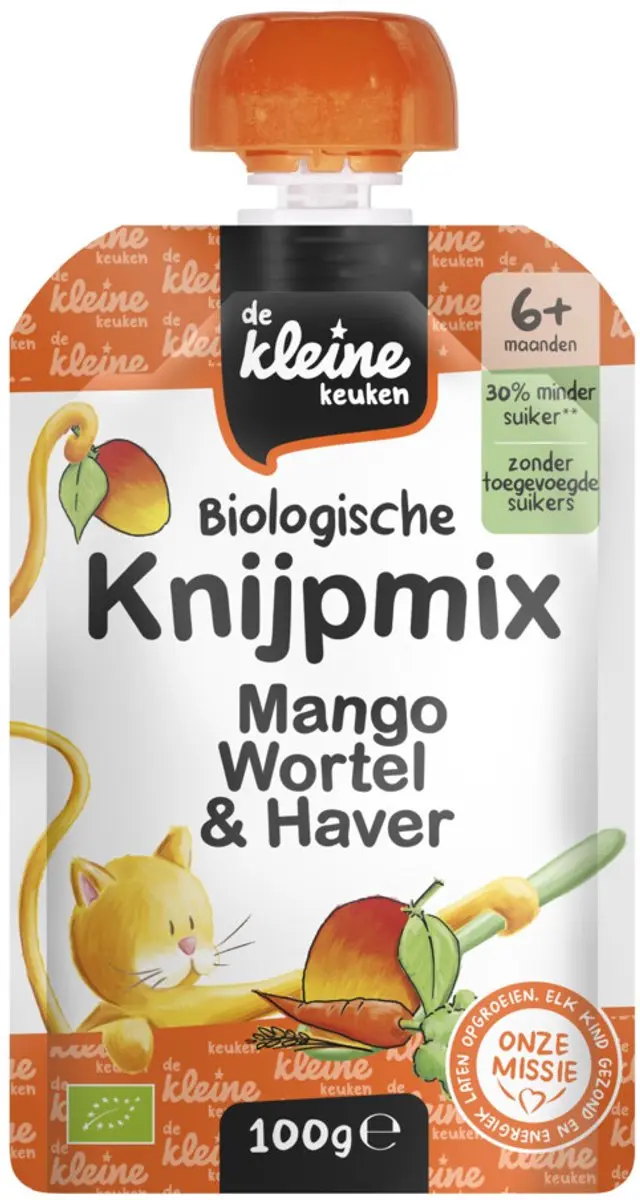 De Kleine Keuken Bio Knijpmix 6+ Mango Wortel Haver - 200g