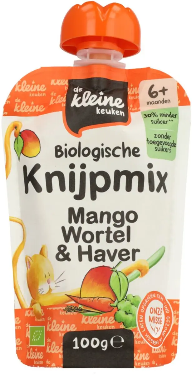 De Kleine Keuken Bio Knijpmix 6+ Mango Wortel Haver - 200g