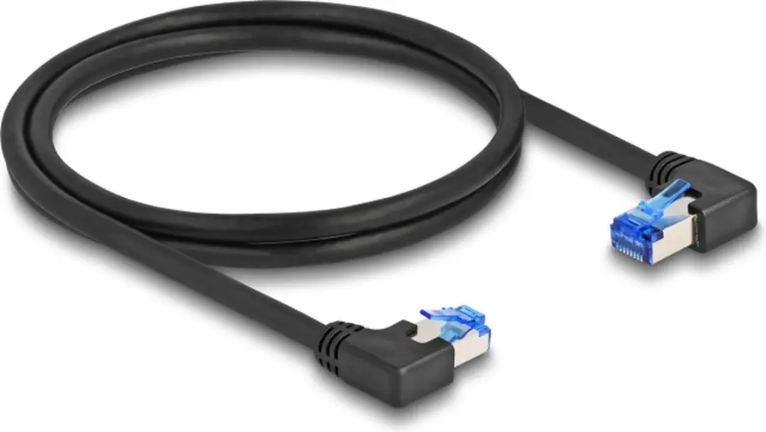 Delock SFTP CAT6a Netwerkkabel 1m - Haaks Links/Rechts - Zwart