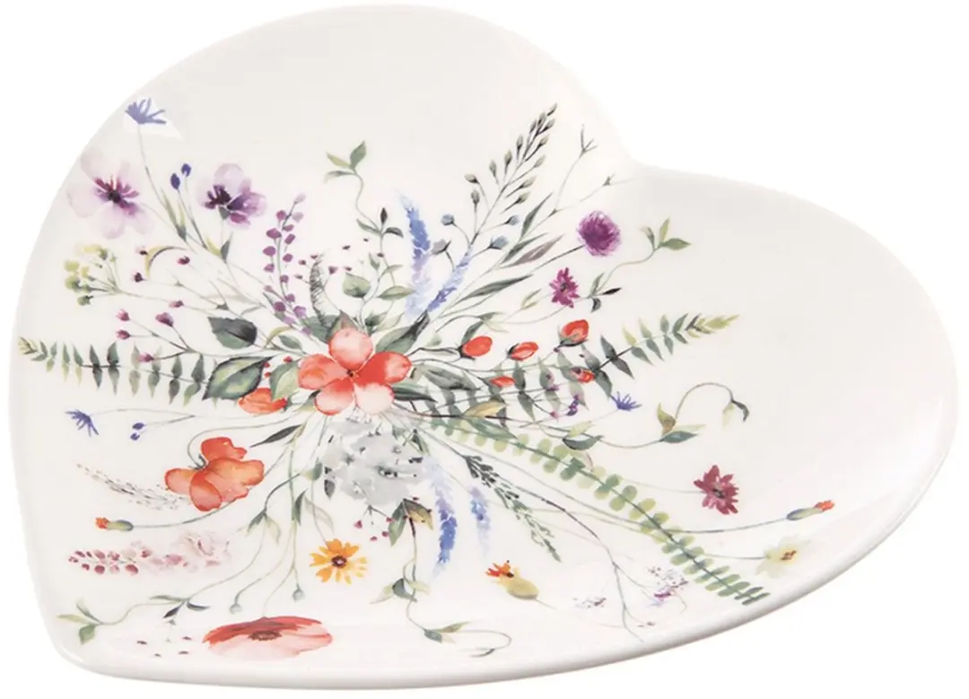 Orion Maki Hartvormig Porseleinen Dessertbord 17,5x17cm - Bloemenmotief