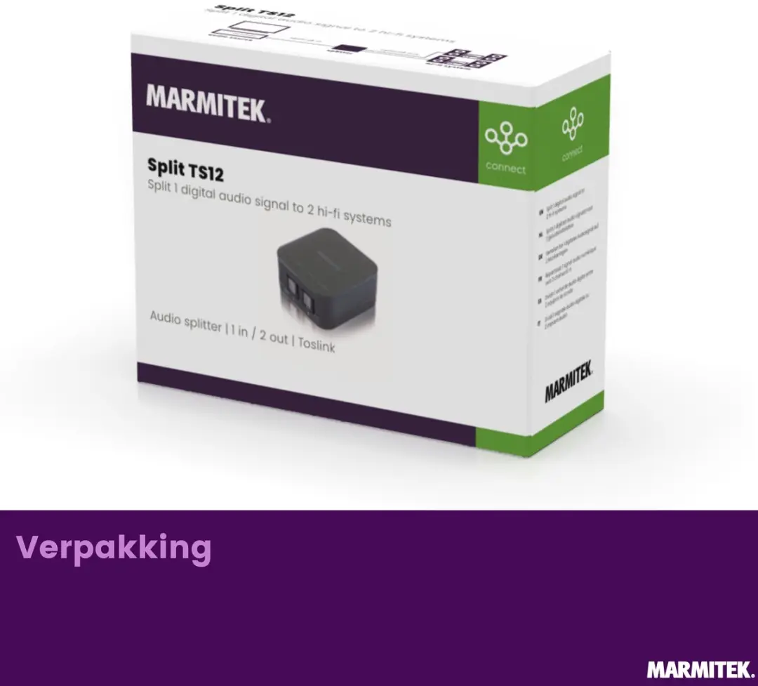 Marmitek Split TS12 Toslink Audio Splitter - 1 Ingang / 2 Uitgangen
