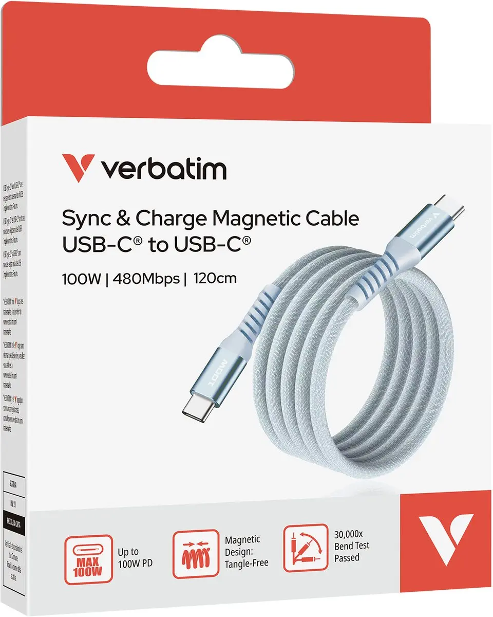 Verbatim USB-C Kabeladapter 100W PD 1.2m - Transparant