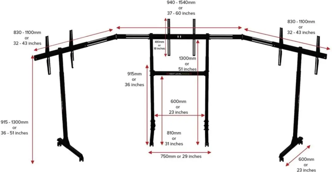 Next Level Racing NLR-E005 Laptop & Monitor Arm - 3 Schermen - 32-65" - Zwart - afbeelding 2 van 5