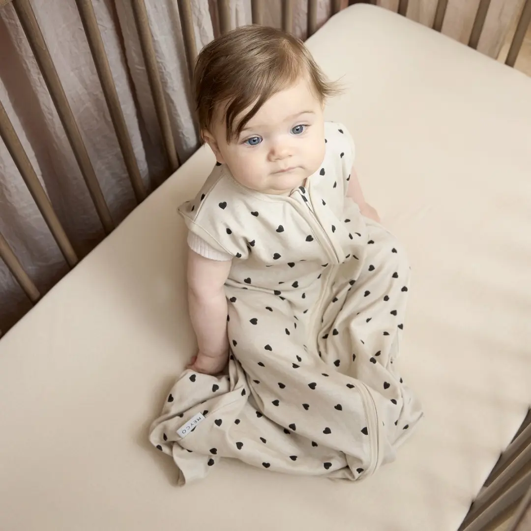 Meyco Baby Sweet Heart Zomerslaapzak 110cm - Soft Sand/Black