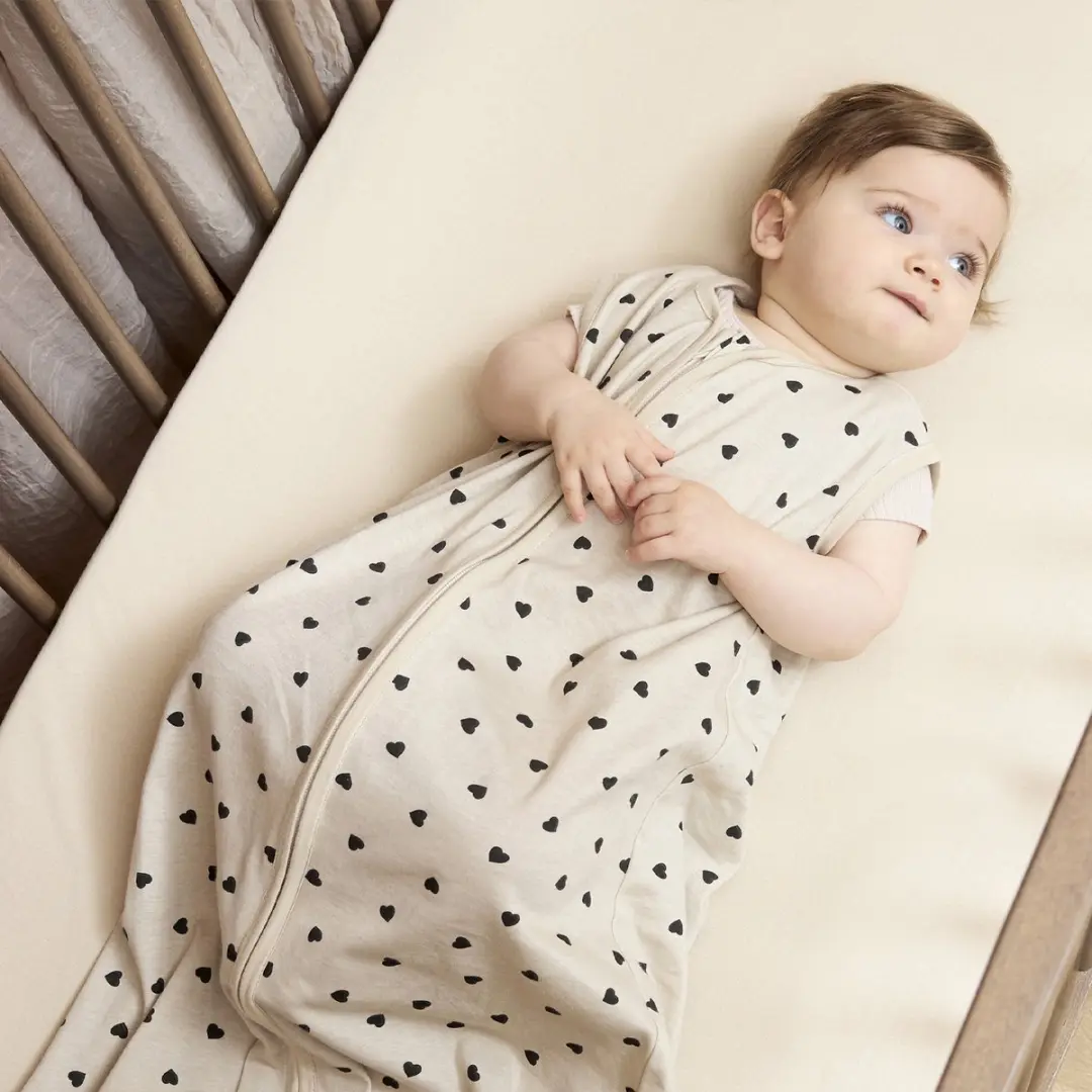 Meyco Baby Sweet Heart Zomerslaapzak 110cm - Soft Sand/Black