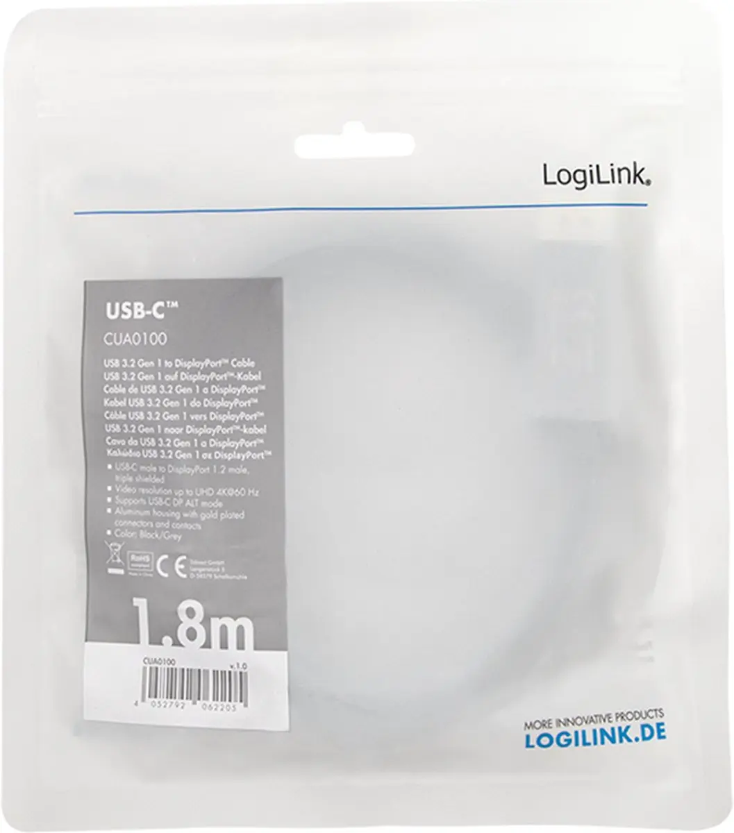 Logilink CUA0100 DisplayPort USB 3.2 Adapter - Zwart/Grijs