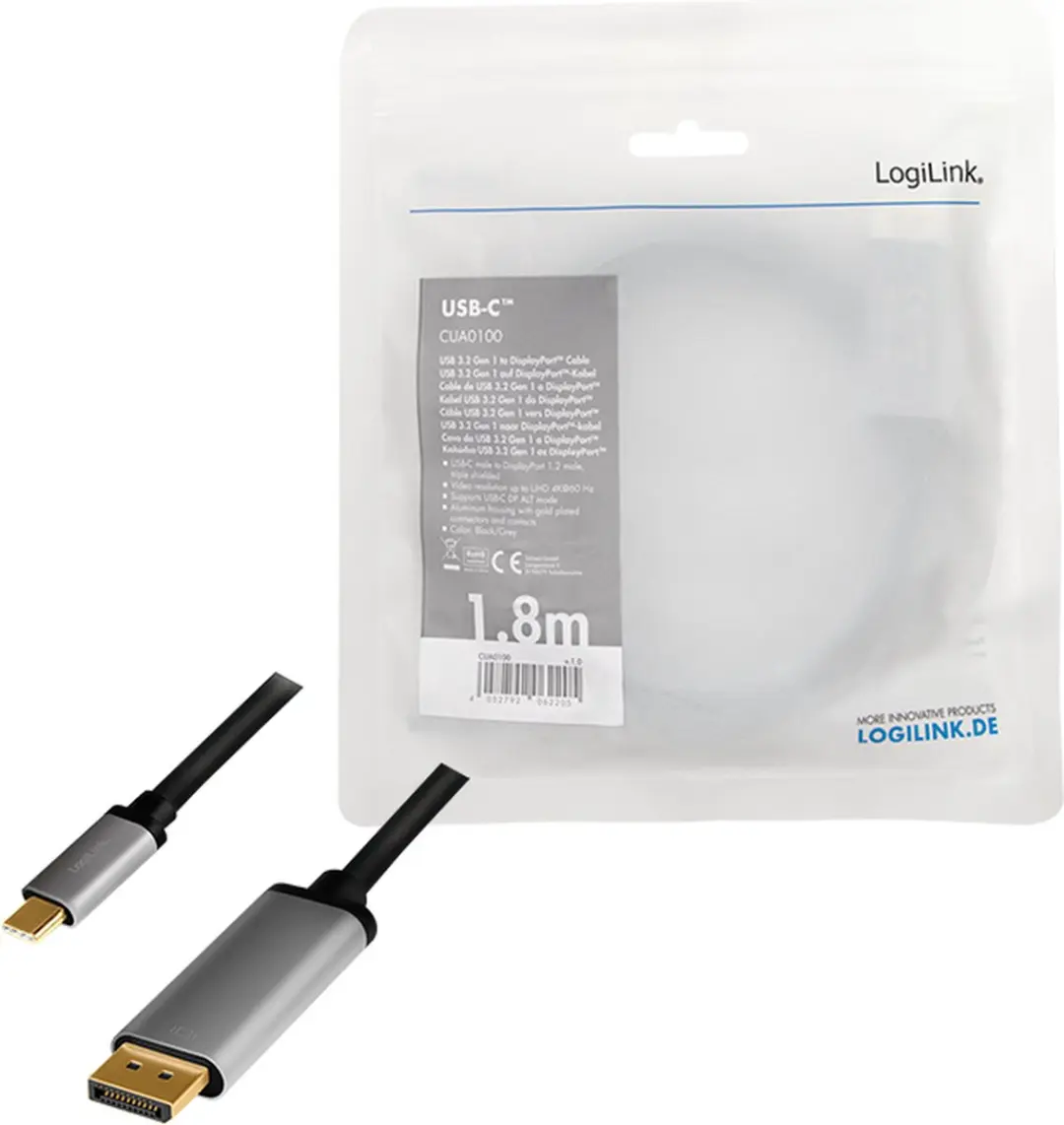 Logilink CUA0100 DisplayPort USB 3.2 Adapter - Zwart/Grijs