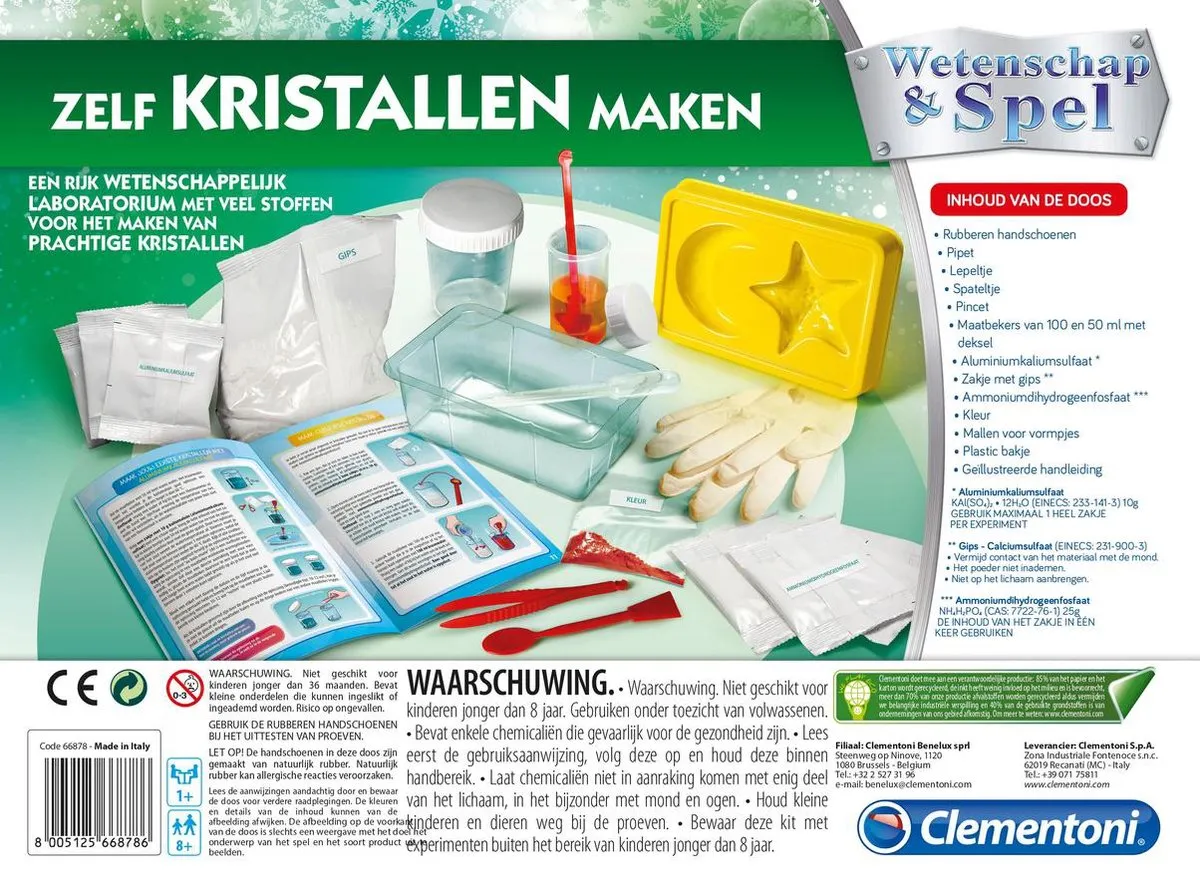 Clementoni Wetenschap & Spel Zelf Kristallen Maken 66878 - Educatief Speelgoed 8+