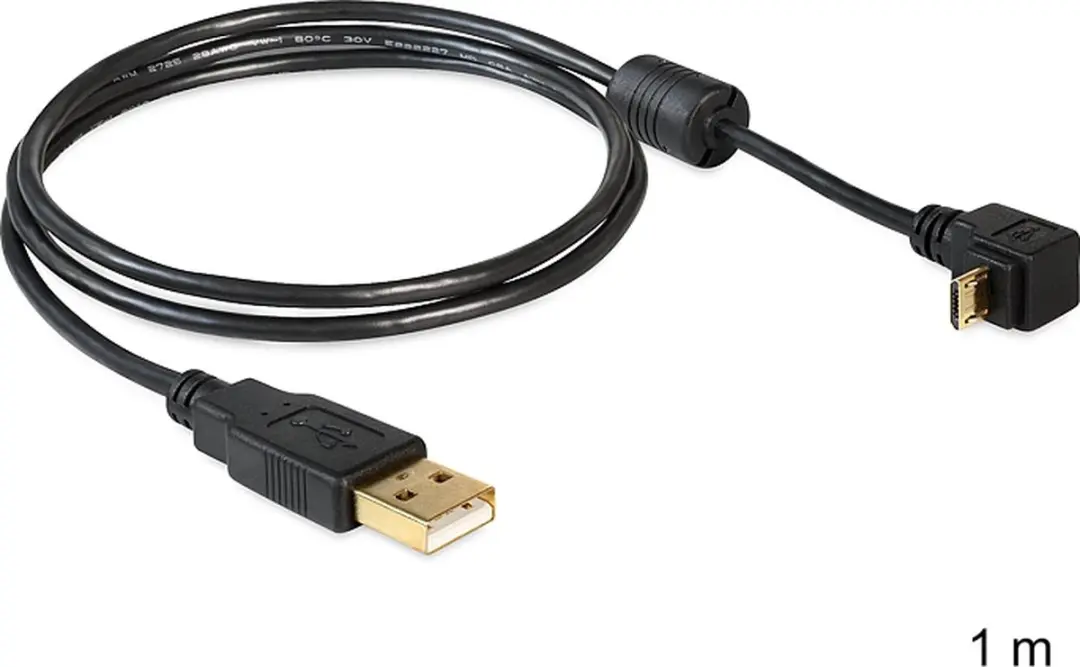 Delock USB 2.0 A Male naar Micro Male Kabel - 1m - Zwart