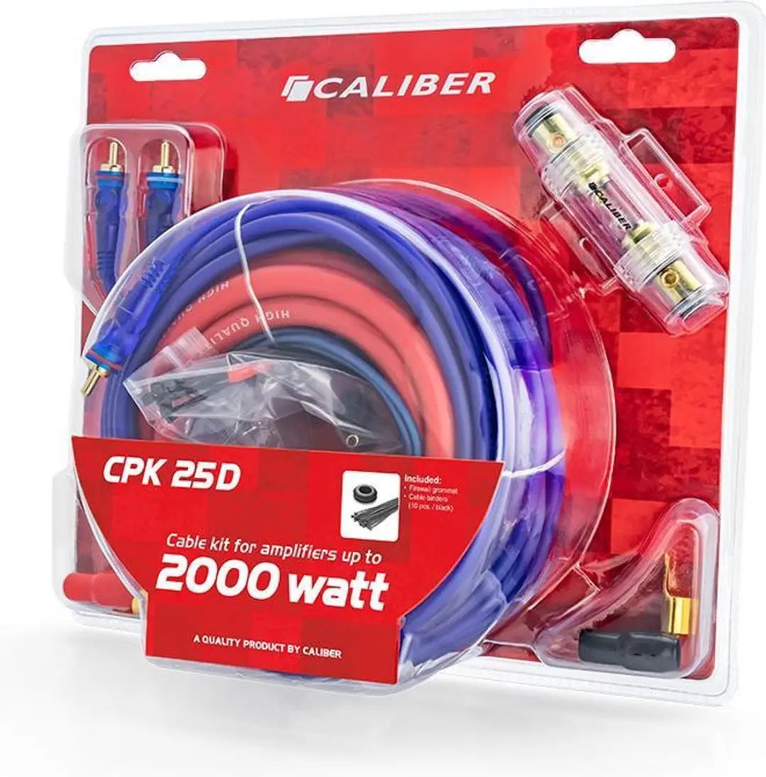Caliber CPK25D Kabelset Auto Subwoofer - 25mm² Rood