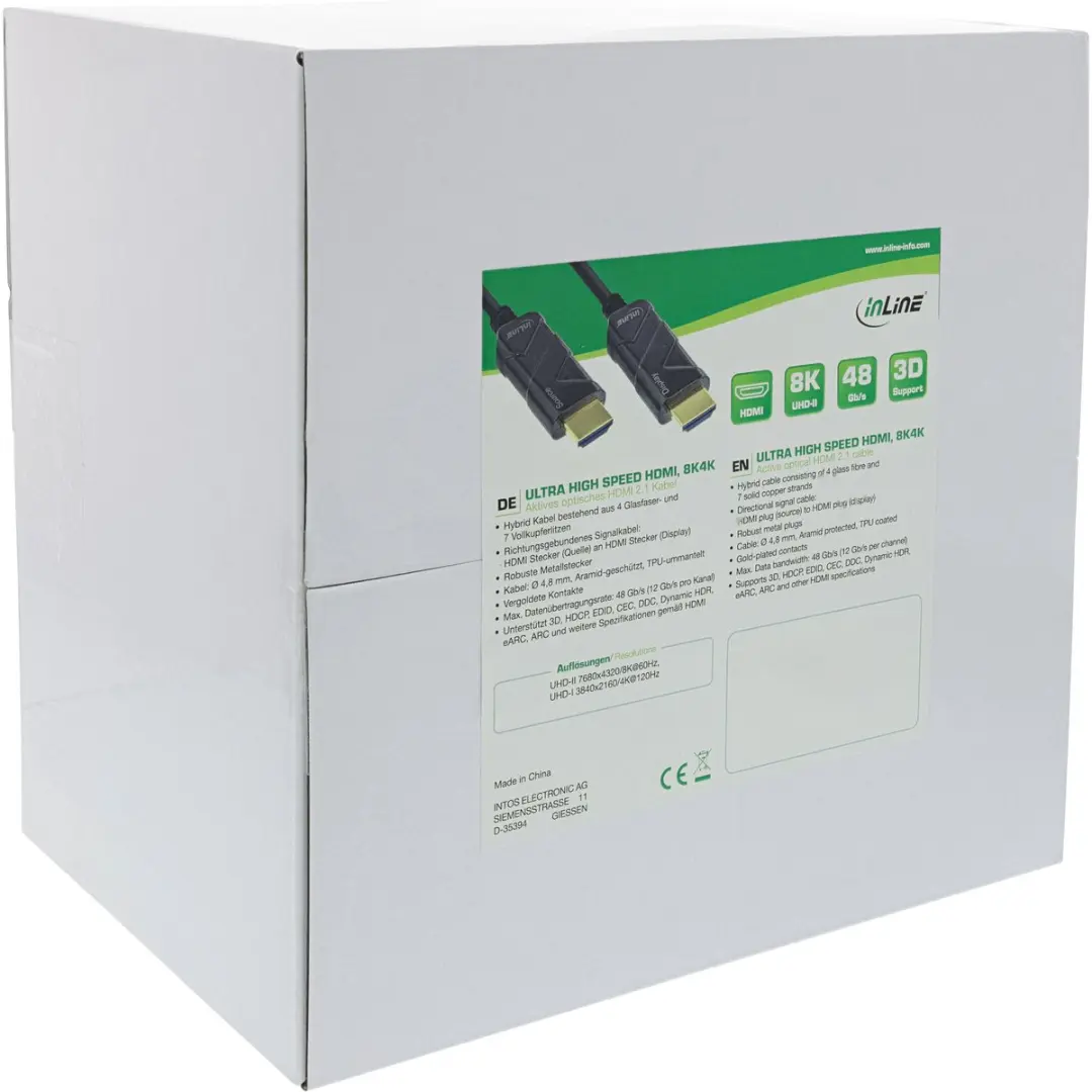 InLine HDMI AOC Kabel 8K/4K 80m - Zwart
