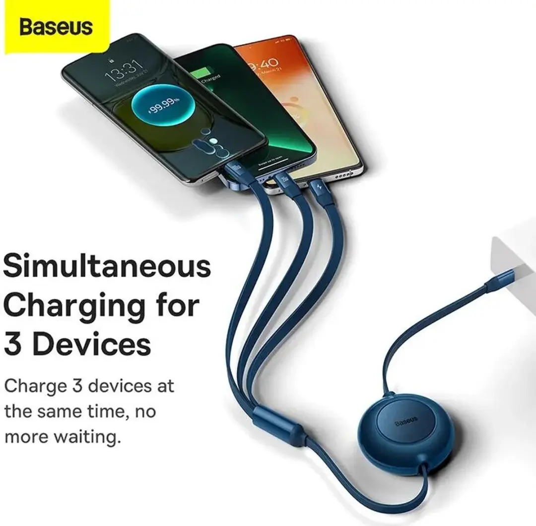 Baseus 3-in-1 Kabel CAMJ010206 - USB-C/Micro-USB/Lightning 1.1m Groen