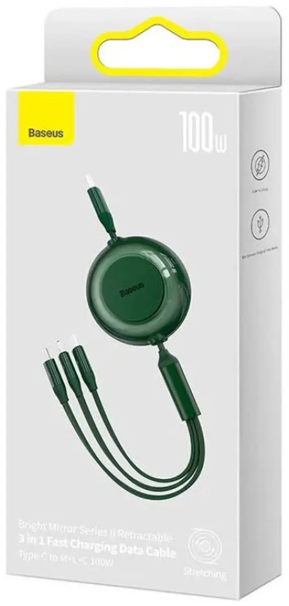 Baseus 3-in-1 Kabel CAMJ010206 - USB-C/Micro-USB/Lightning 1.1m Groen
