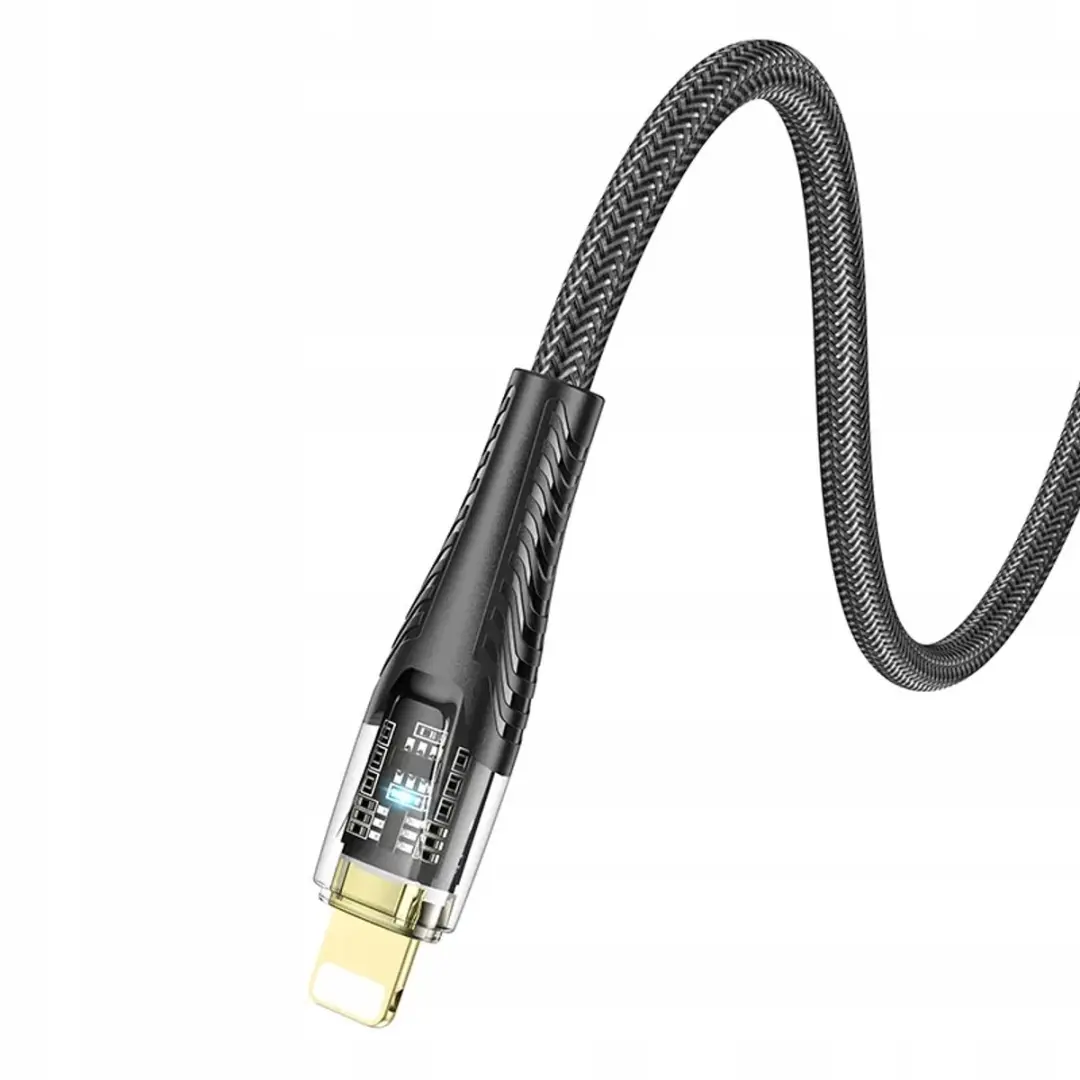 Hoco U121 USB-A naar Lightning Kabel 1.2m - 2.4A - Zwart Transparant