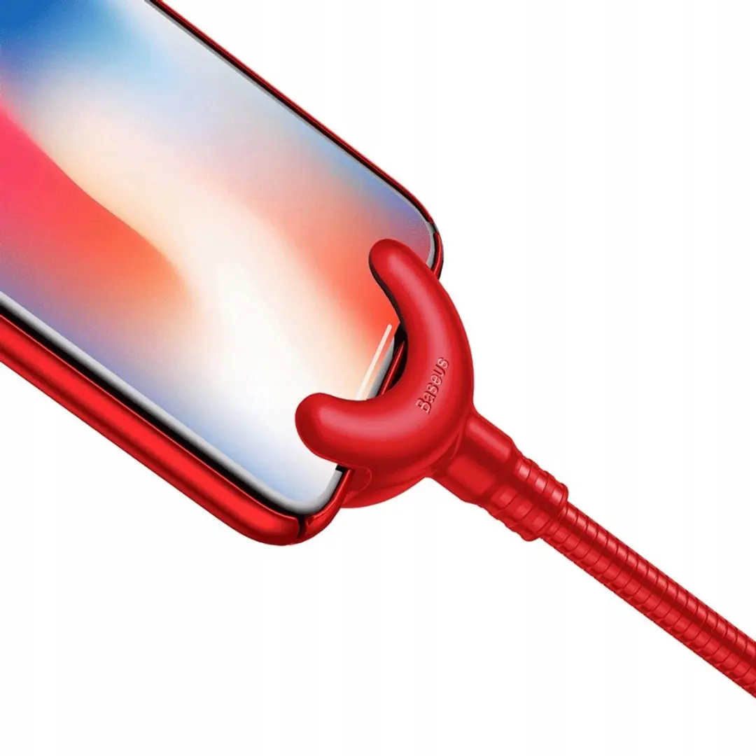 Baseus O-Type USB/Lightning Kabel 0,8m - Autohouder - Rood