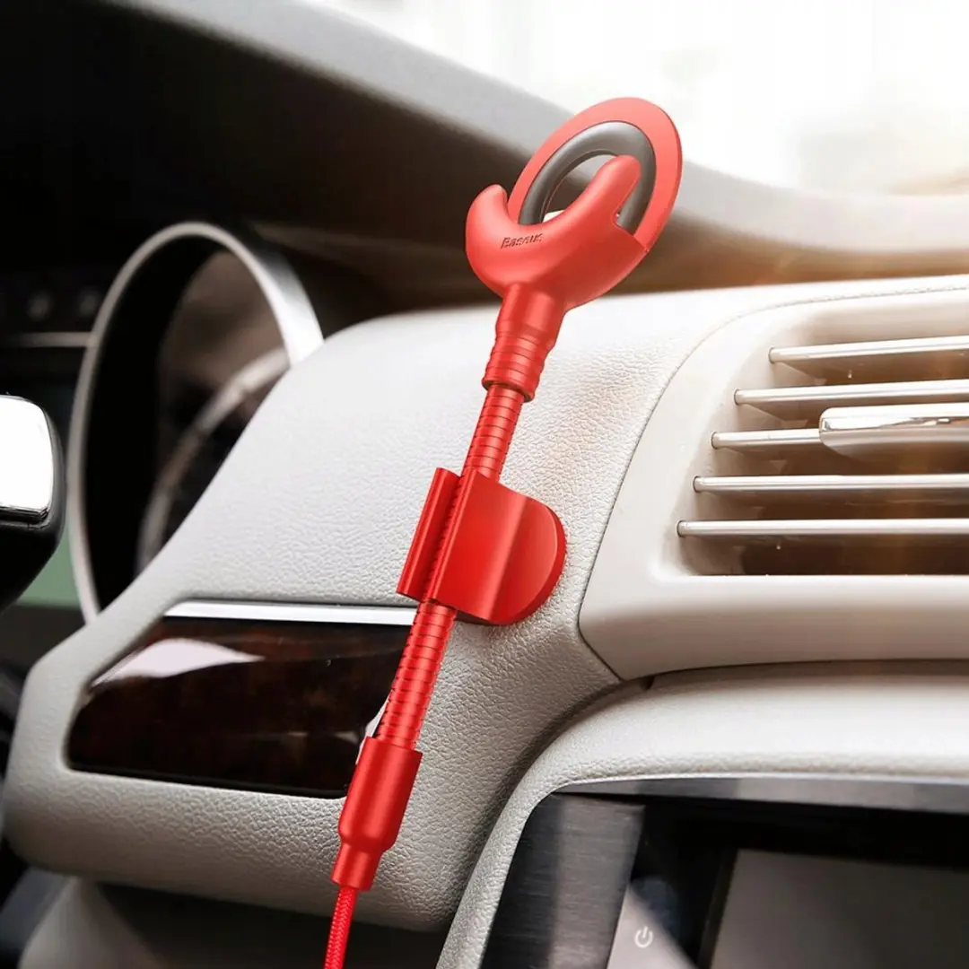 Baseus O-Type USB/Lightning Kabel 0,8m - Autohouder - Rood