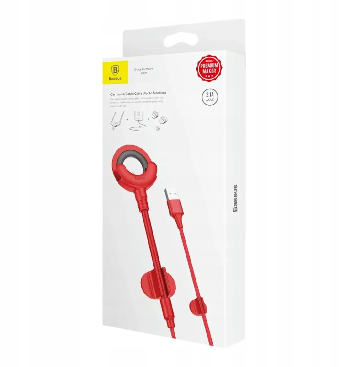 Baseus O-Type USB/Lightning Kabel 0,8m - Autohouder - Rood