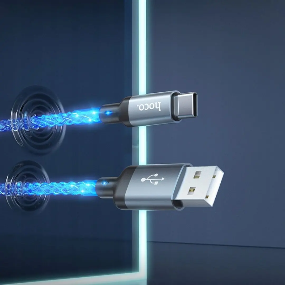 Hoco U112 USB-A naar USB-C Kabel 3A 1m - Grijs