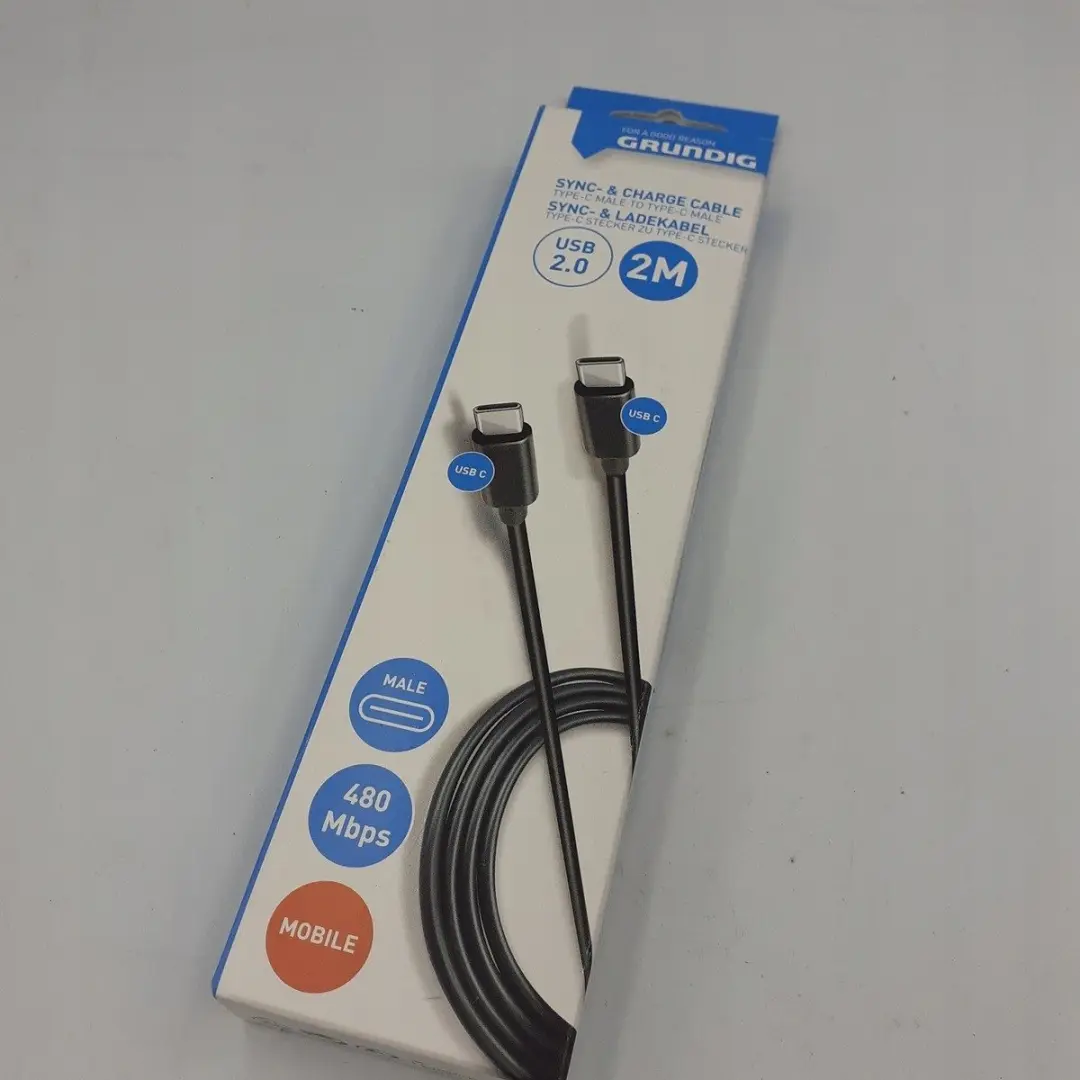 Grundig USB-C naar USB-C Kabel 2m - Zwart