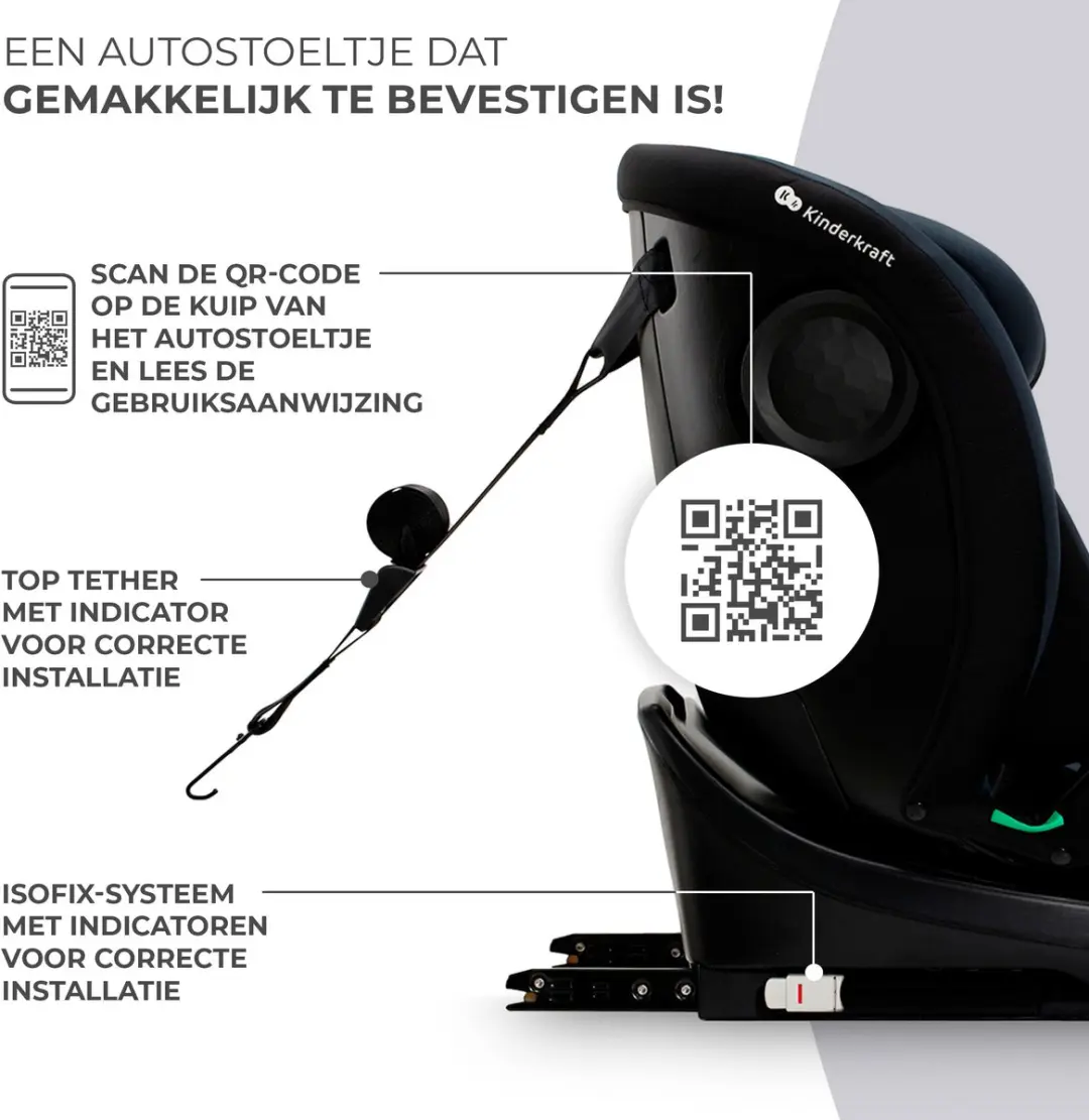 KinderKraft I-GROW I-SIZE Autostoel 40-150cm - Veelkleurig