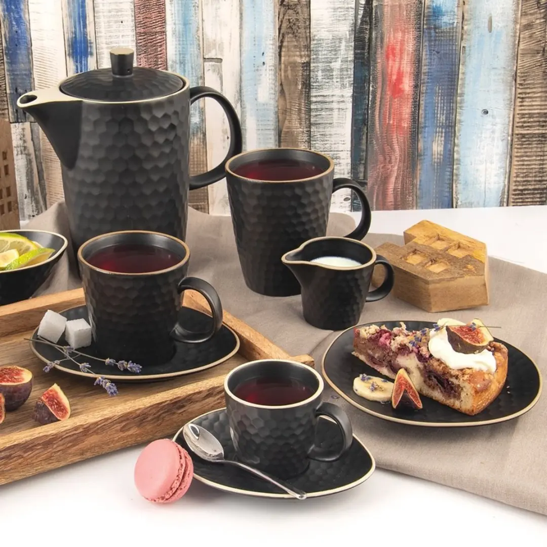 Orion Tea Time Serie Zwart Ceramisch Dessertbord 16,5x15cm