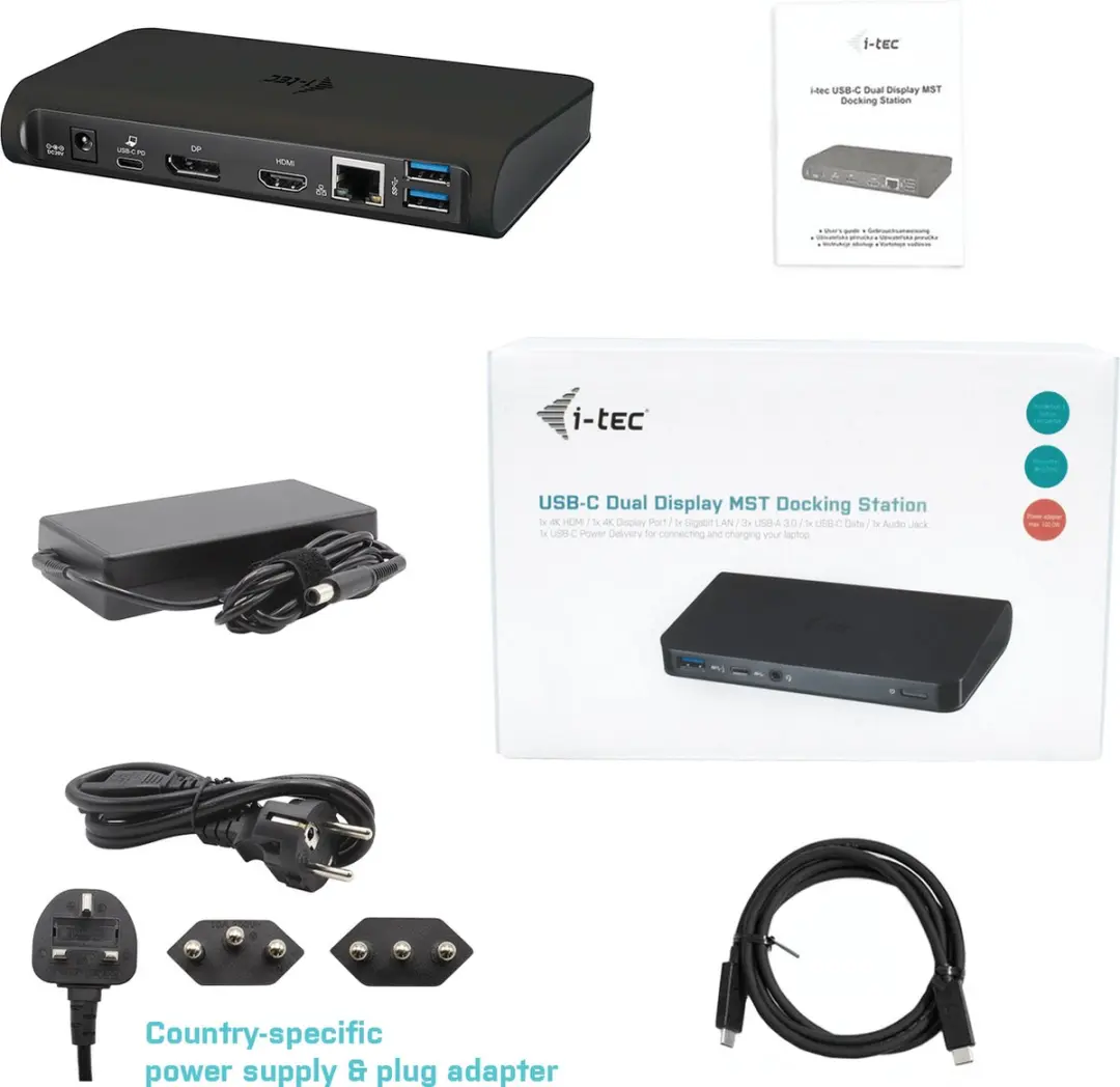 I-tec C31DUALDOCKPD Dual Display Docking Station - Zwart