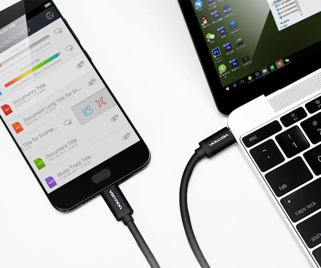 Vention USB-C 3.1 Kabel 1m 3A - Snelladen & 5Gbps