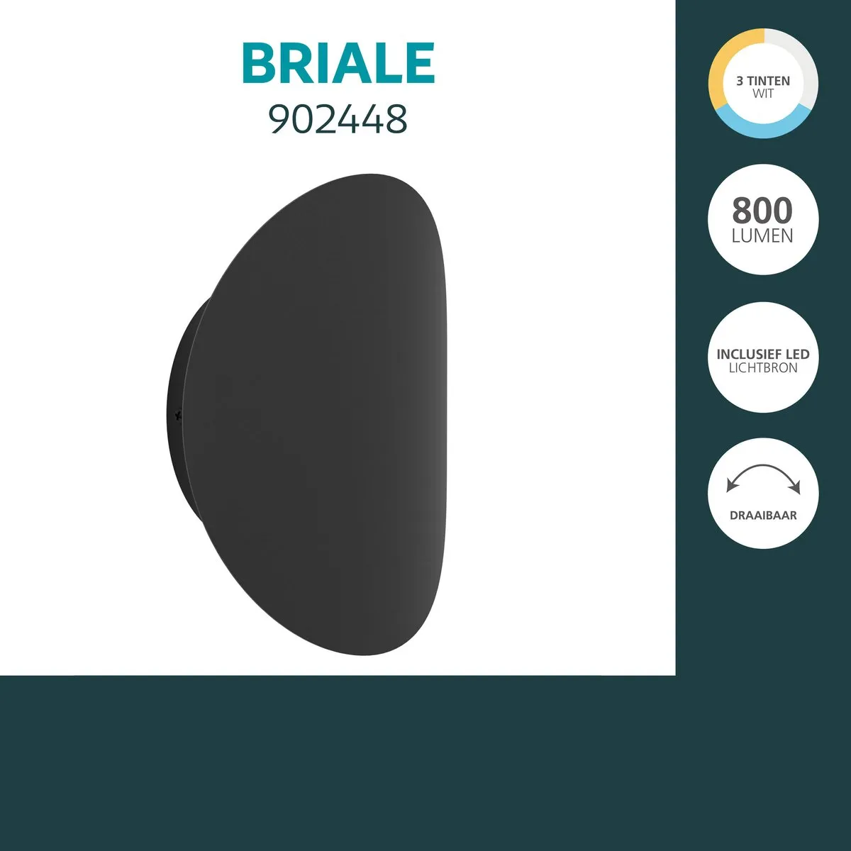 Eglo Briale Wandlamp Buiten - 20cm - Zwart - Instelbaar wit licht - afbeelding 6 van 6