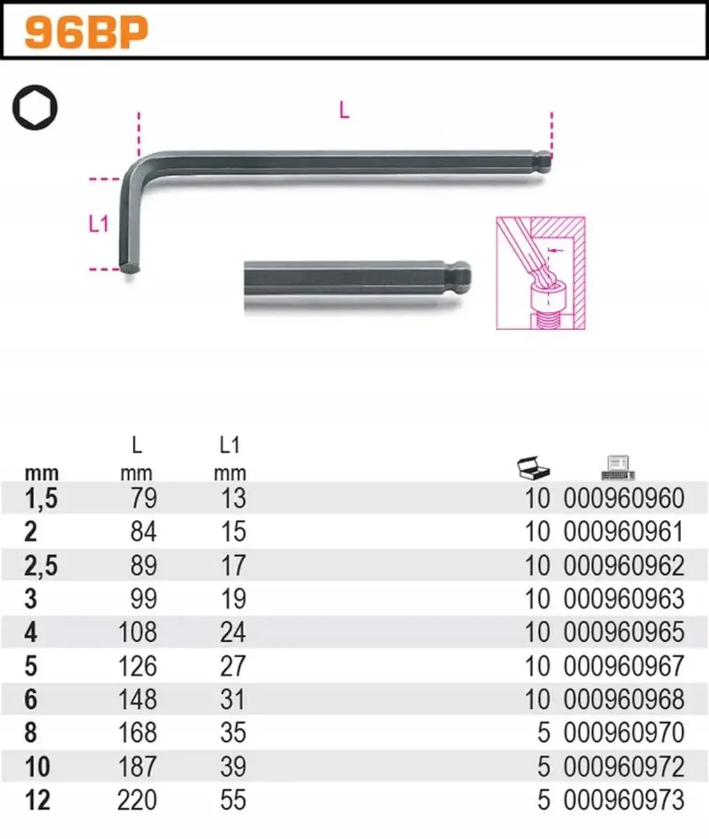 Beta Inbussleutel Kogelkop 3mm