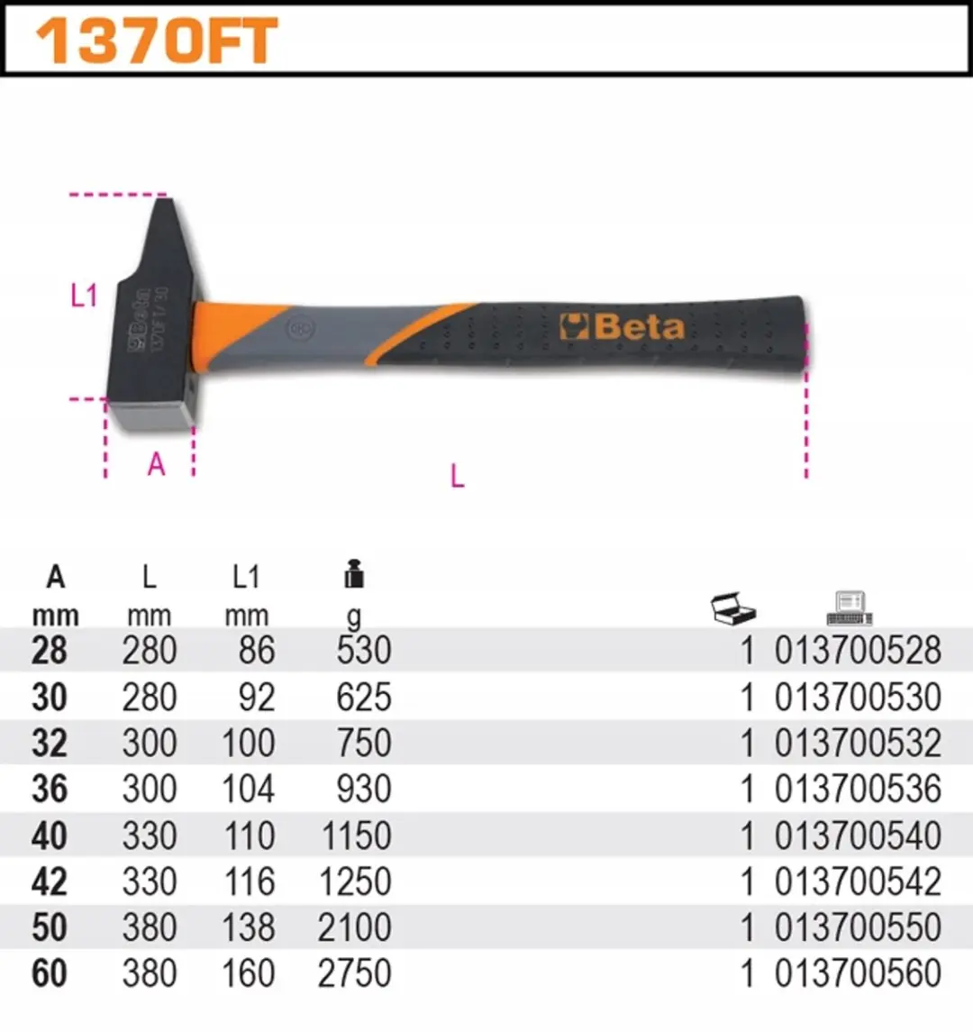 Beta Metaalbewerking Hamer Frans Type 42mm 1250g
