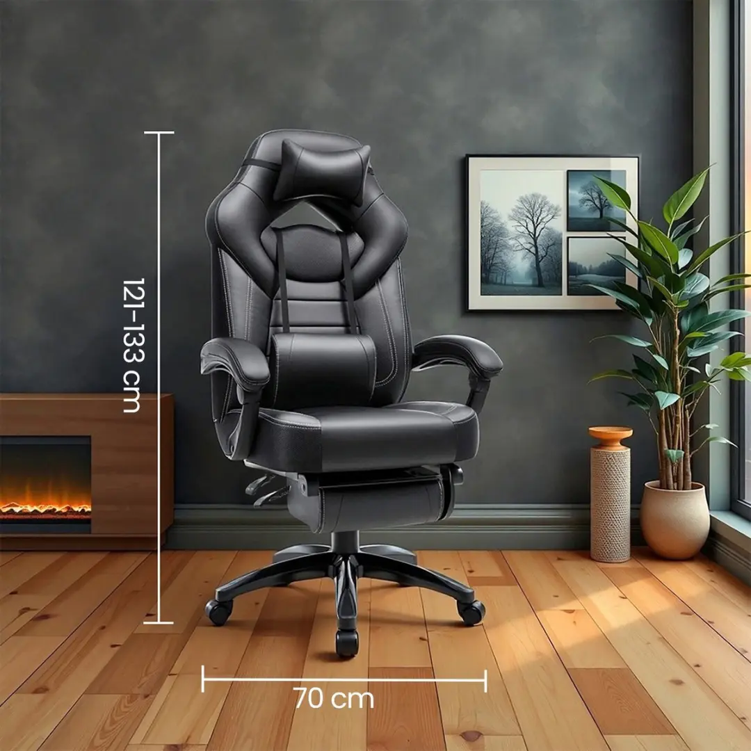 Songmics Ergonomische Gamingstoel - Zwart - afbeelding 6 van 6