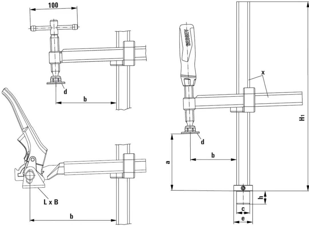 Bessey TWV162015K Spanelement 200/150 - Kleurloos