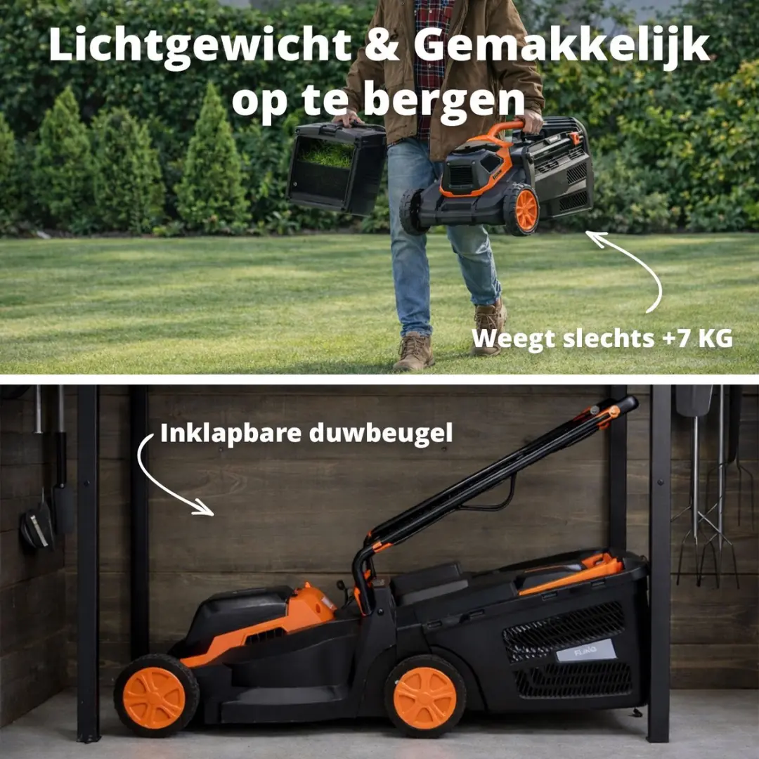FlinQ Accu Grasmaaier 32cm - 25L Opvangbak - 3 standen