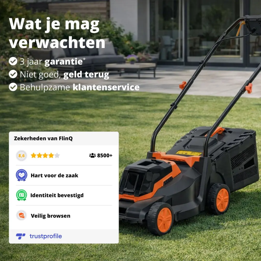 FlinQ Accu Grasmaaier 32cm - 25L Opvangbak - 3 standen