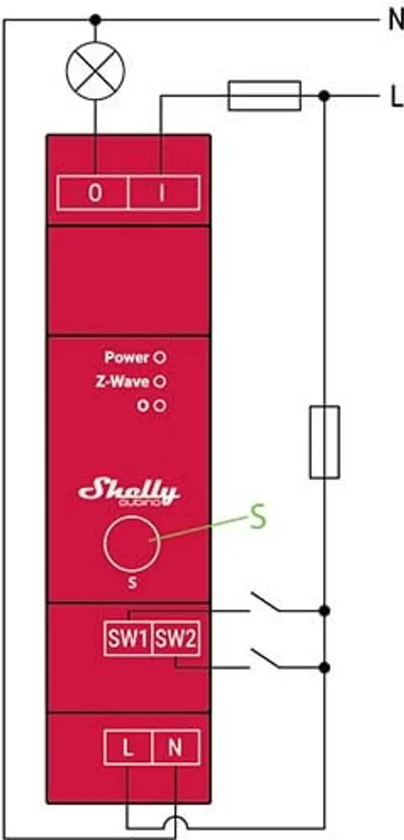 Shelly Qubino Pro 1PM Z-Wave DIN-railrelais - Energiemeting - Transparent